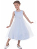 Sky Blue Satin Tulle Tea Length Sweet Flower Girl Dress